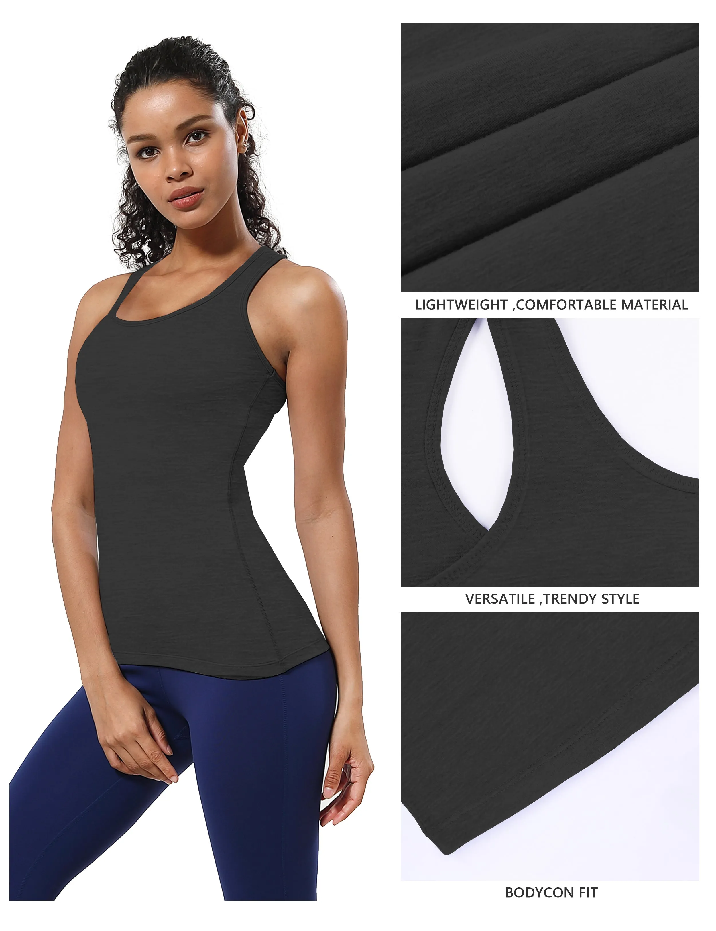 Racerback Athletic Tank Tops heathercharcoal_Gym