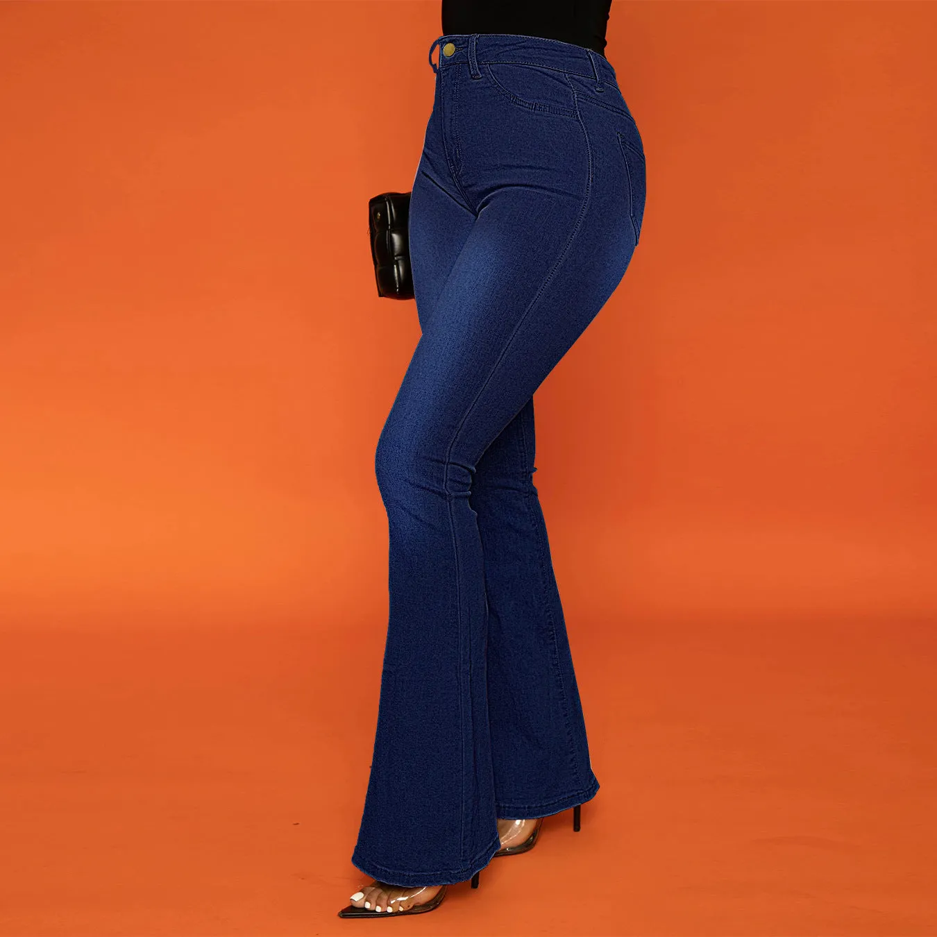 Simple And Versatile Casual High Waist Denim Flared Pants Wholesale Women'S Bottom