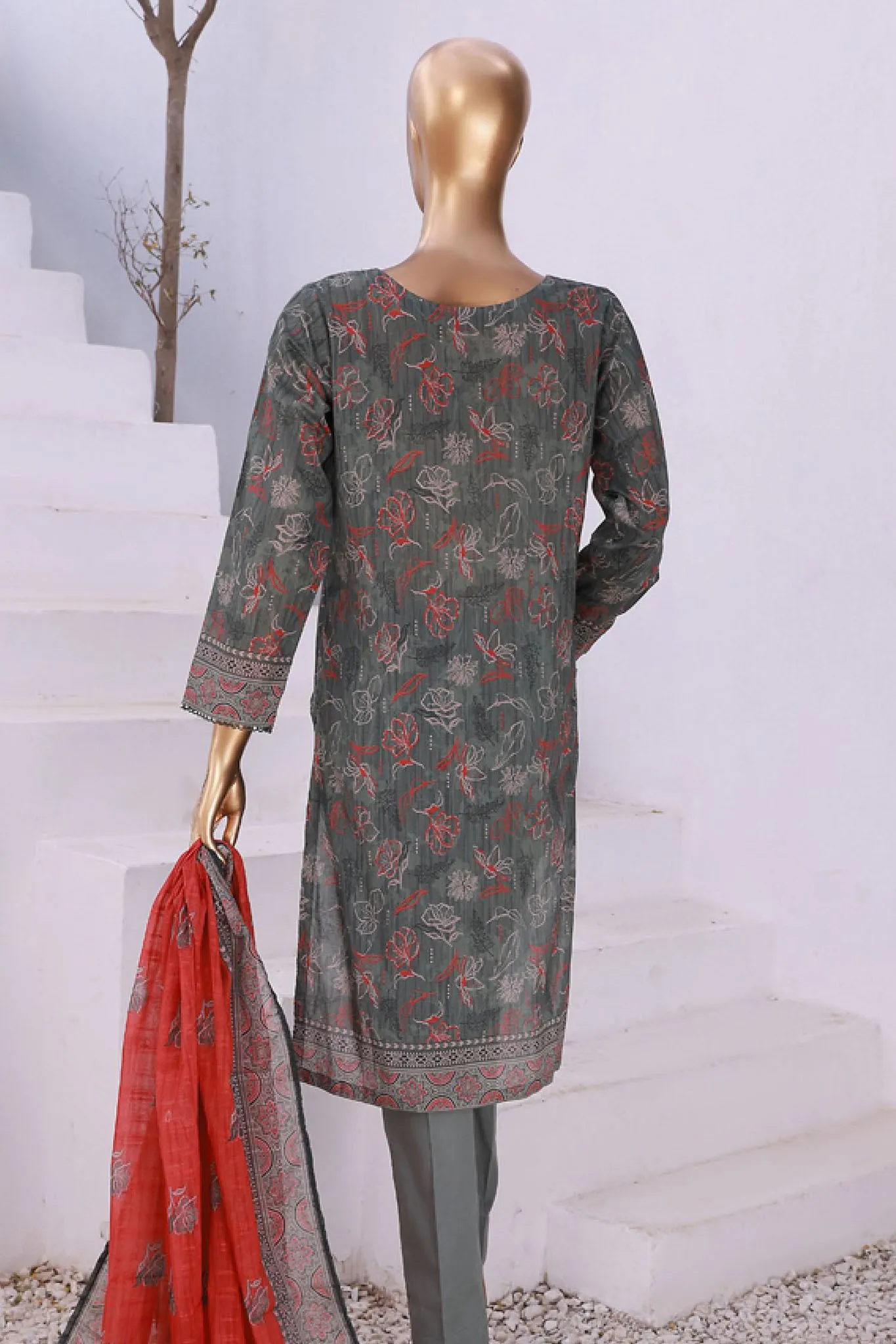 Summer Vibes By HZ Stitched 3 Piece Printed Lawn Vol-02 Collection'2024-PSL-410-Grey