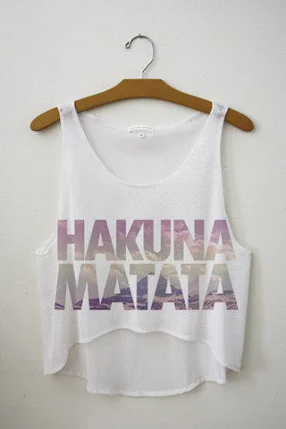 TEMUSEED New Arrival 2016 Summer Style Women T shirt Hakuna Matata Print T-shirt Casual Cropped Top WCT23