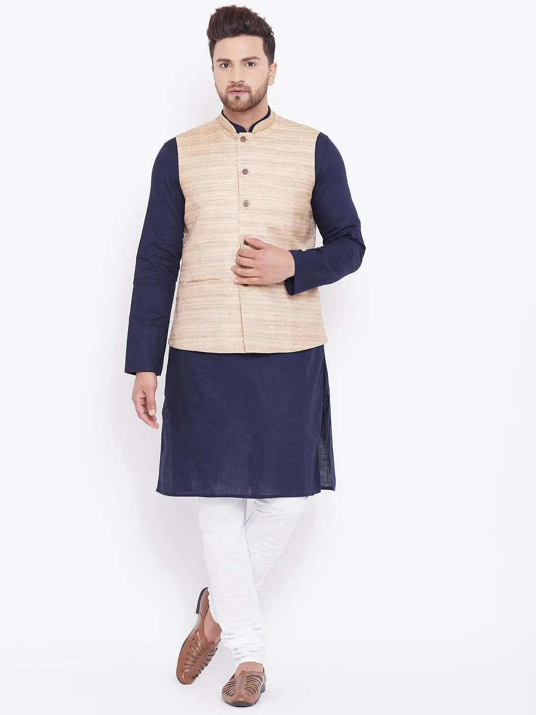 VASTRAMAY Men's Cotton Blend Kurta Set